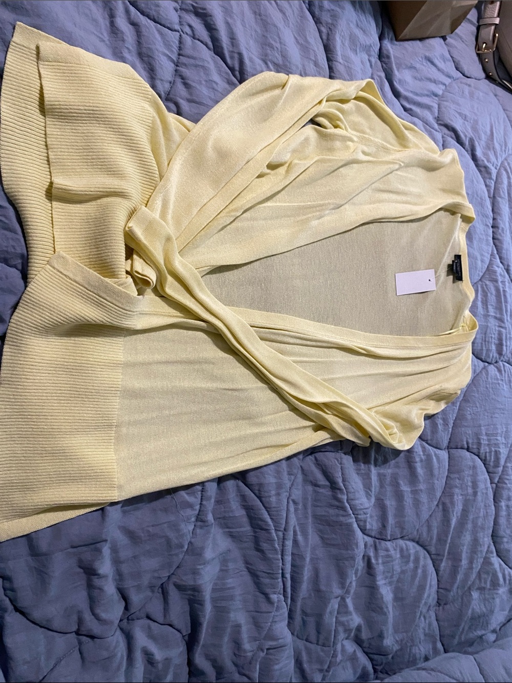 Ann Taylor Pale Yellow Lightweight Open Cardigan